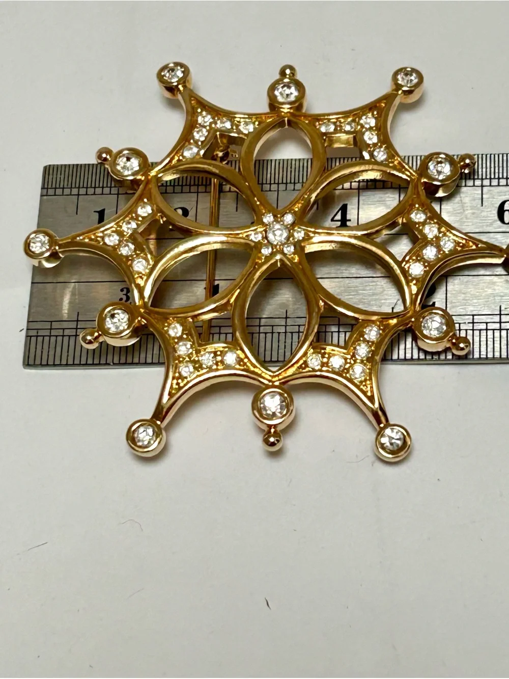 Swarovski Gold-Tone Crystal Flower Snowflake Brooch